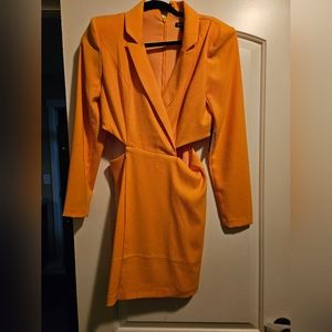 Orange cut out blazer dress